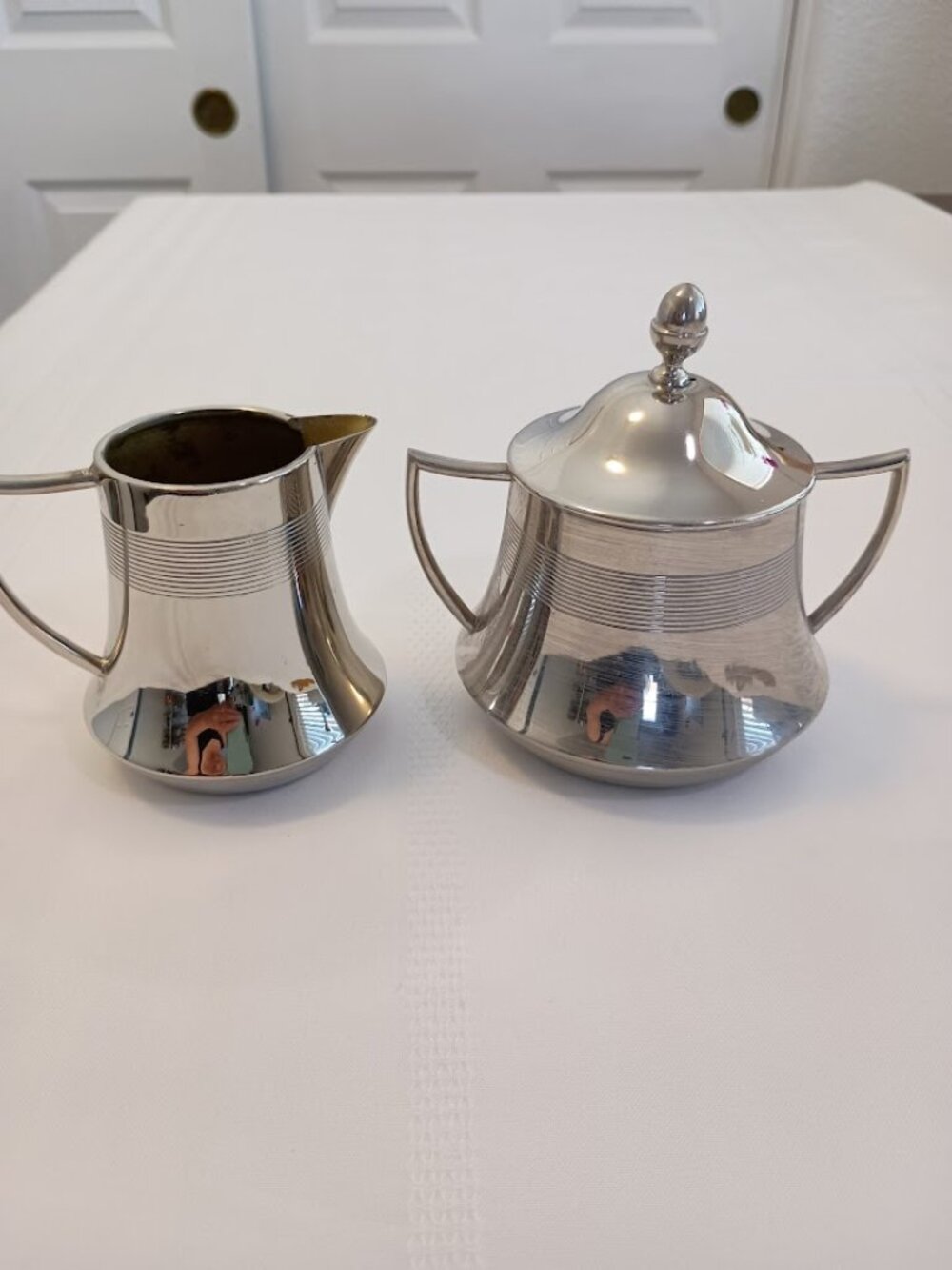 Vintage Silver-Plated Creamer and Sugar Bowl Set